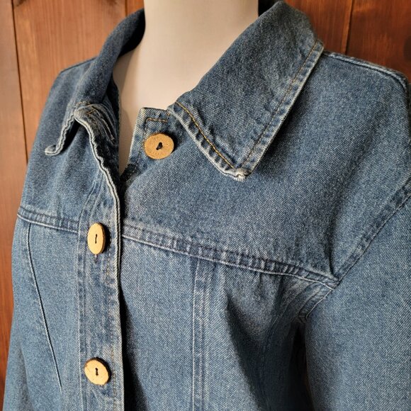 Vintage Tantrums Women XXL Jean Jacket Embroidered Fall Leaves Whimsical Country - Picture 6 of 13